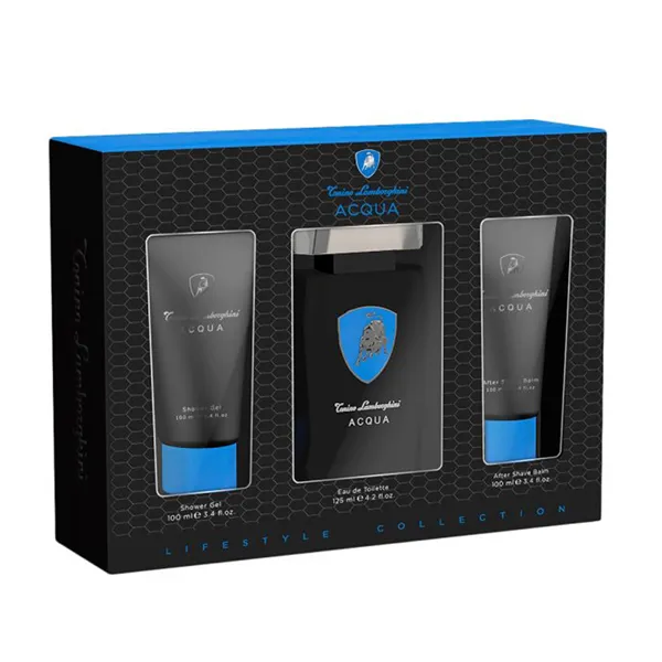 Tonino Lamborghini Acqua Eau De Toilette 125ml Spray Gel De Baño 100ml Balsamo After Shave 100ml