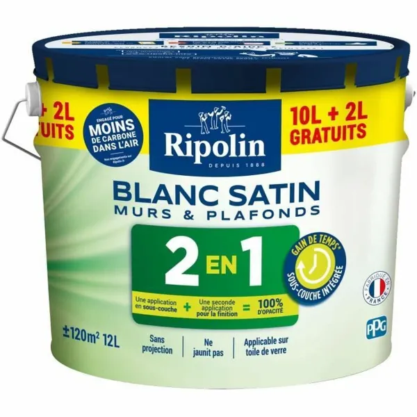 Gruntskrāsa Ripolin Balts Satīna apdare 12 L