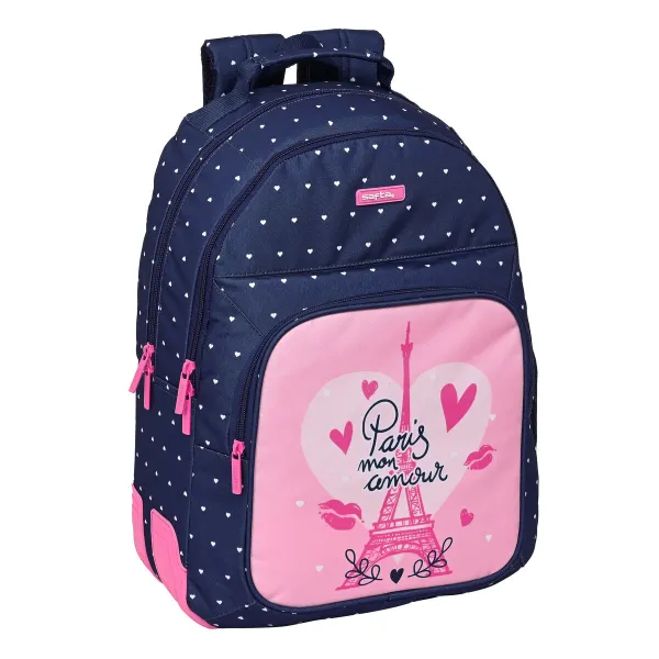 Koululaukku Safta Paris Pinkki Laivastonsininen 32 x 42 x 15 cm