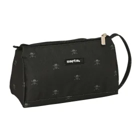 Koululaisen penaali lisätarvikkeilla Safta California Musta 20 x 11 x 8.5 cm (32 Kappaletta)