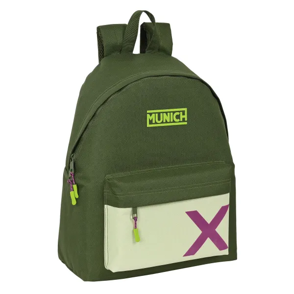 Koululaukku Munich Bright khaki Vihreä 33 x 42 x 15 cm
