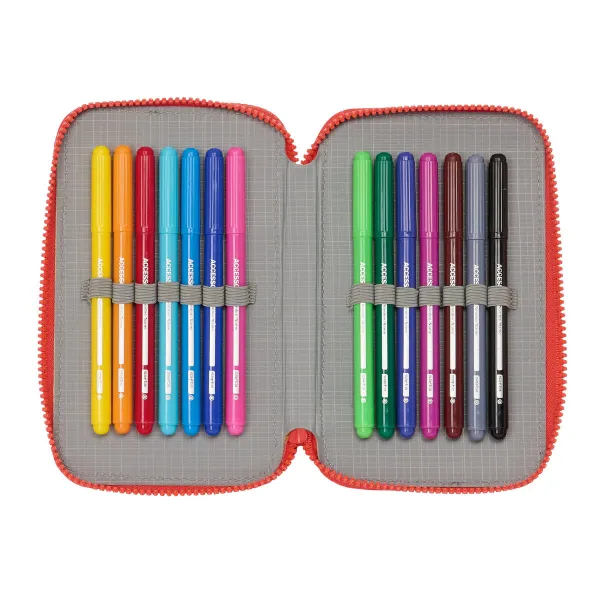 Double zīmuļu futrālis Atlético Madrid Zils Sarkans 12.5 x 19.5 x 4 cm (28 Daudzums)