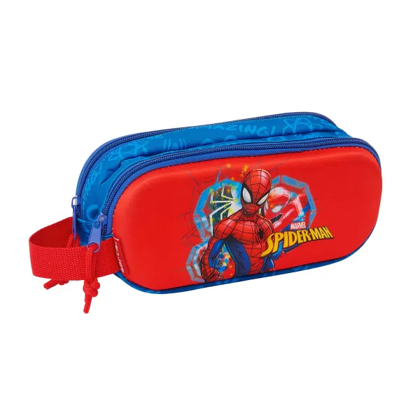 Dvigubas penalas Spider-Man Raudona Tamsiai mėlyna 21 x 8 x 6 cm 3D