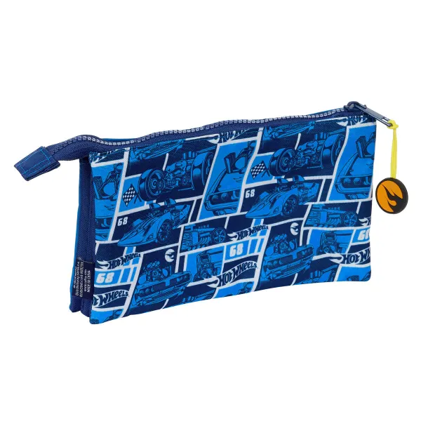Тройной пенал Hot Wheels Sonny Тёмно Синий 22 x 12 x 3 cm