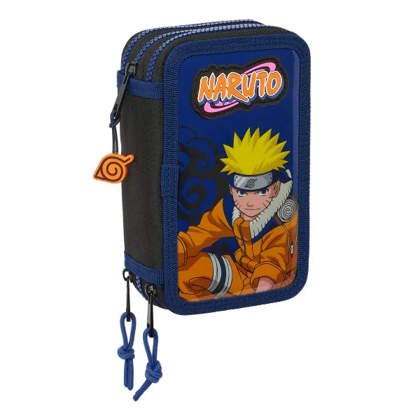 Kolmoiskynäkotelo Naruto Ninja Sininen Musta 12,5 x 19,5 x 5,5 cm 36 Kappaletta