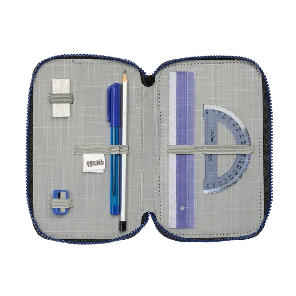 Penālis ar vietu trim zīmuļiem Naruto Ninja Zils Melns 12,5 x 19,5 x 5,5 cm 36 Daudzums