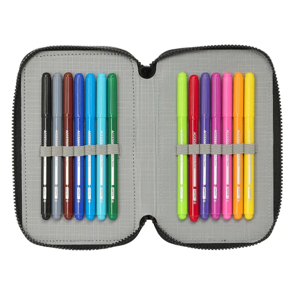 Kolmoiskynäkotelo Teenage Mutant Ninja Turtles Musta Harmaa 12,5 x 19,5 x 5,5 cm 36 Kappaletta