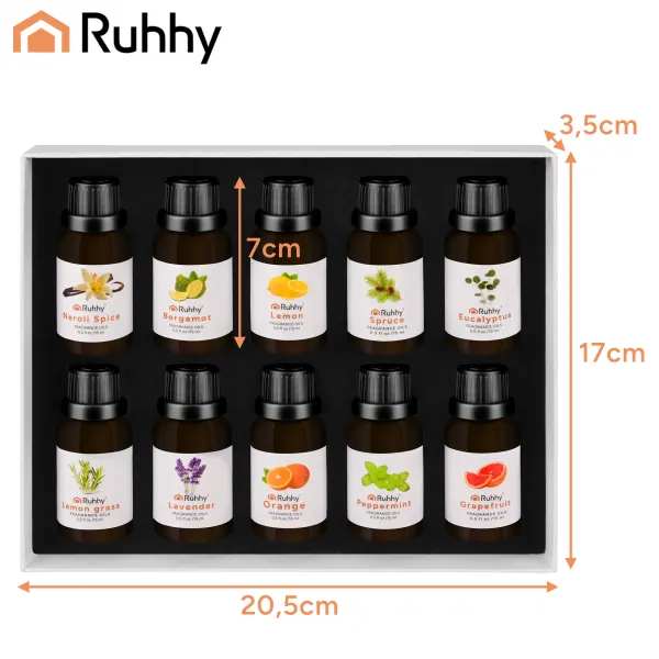 Kvapieji aliejai - 10 vnt. rinkinys, 15 ml, Ruhhy 21938