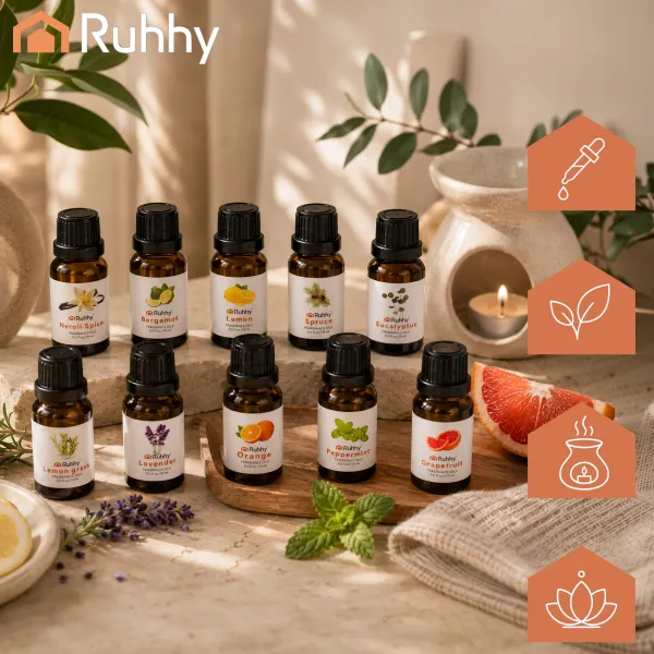 Kvapieji aliejai - 10 vnt. rinkinys, 15 ml, Ruhhy 21938