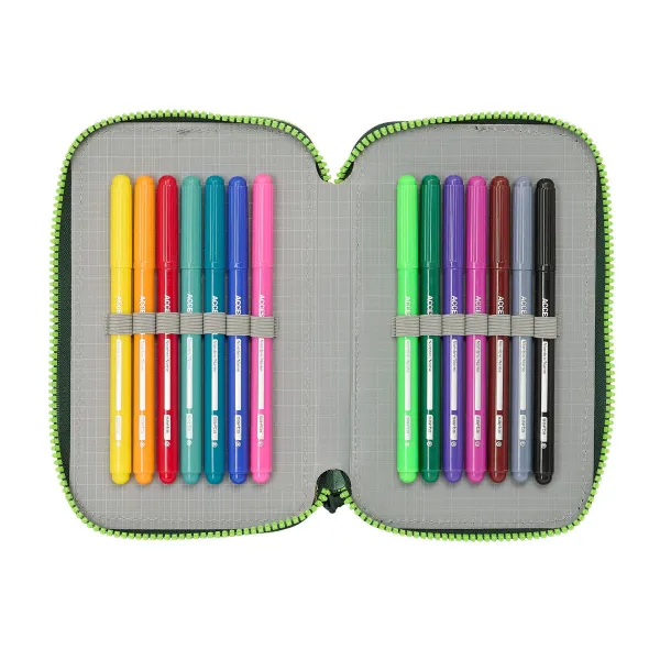 Dvigubo pieštuko dėklas Real Betis Balompié Žalia 12.5 x 19.5 x 4 cm 28 Dalys