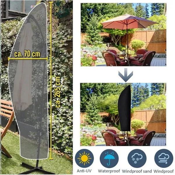 Kinzo - Protective Cover for Garden Umbrella 265x70 cm (Anthracite)
