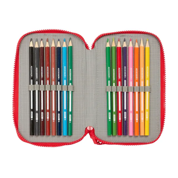 Kolmoiskynäkotelo Atlético Madrid Punainen 12,5 x 19,5 x 5,5 cm 36 Kappaletta