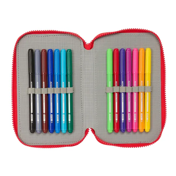 Kolmoiskynäkotelo Atlético Madrid Punainen 12,5 x 19,5 x 5,5 cm 36 Kappaletta