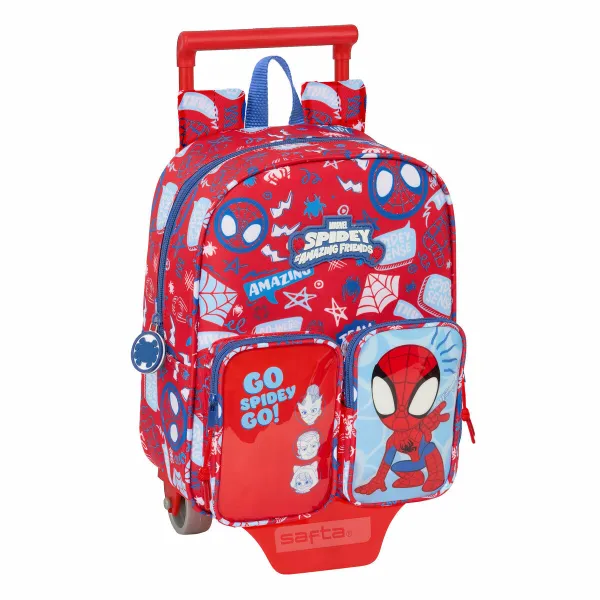 Skolas mugursoma ar riteņiem Spider-Man Rescue Zils Sarkans 22 x 27 x 10 cm