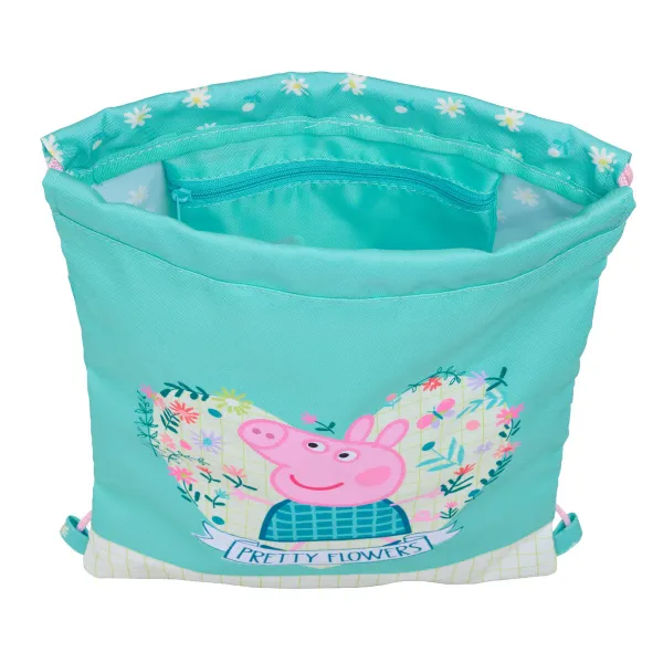 Сумка-рюкзак на веревках Peppa Pig Pretty flowers Жёлтый Мята 26 x 34 x 1 cm