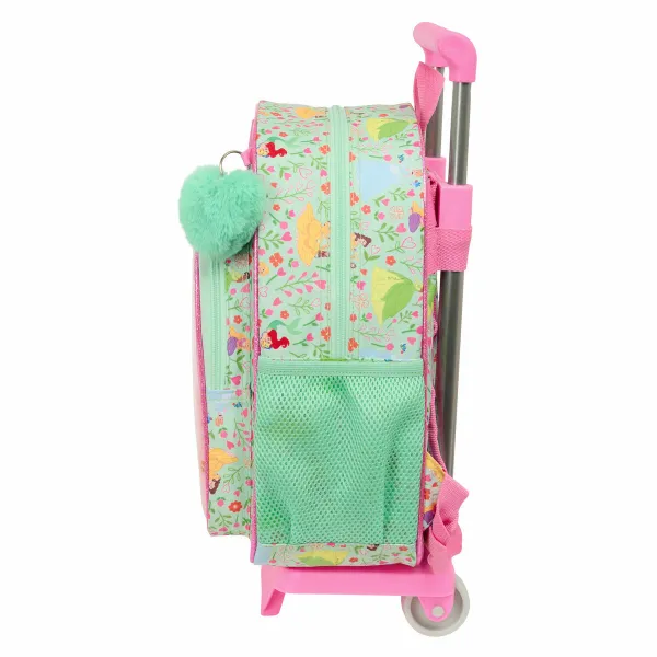School Rucksack with Wheels Disney Princess Bloom Green Pink 26 x 11 x 67 cm 26 x 34 x 11 cm