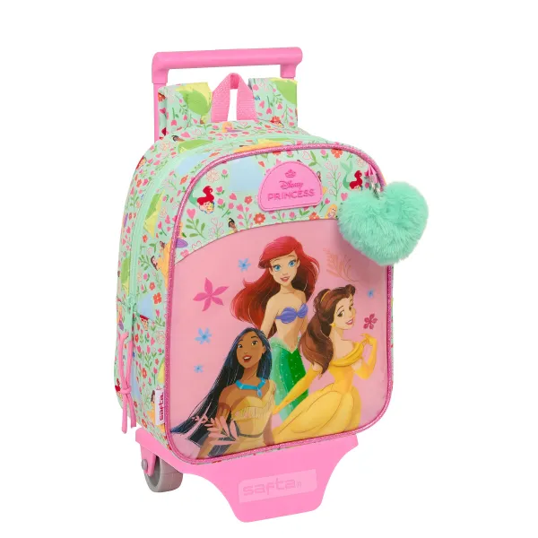 Reppu pyörillä Disney Princess Bloom Vihreä Pinkki 22 x 27 x 10 cm