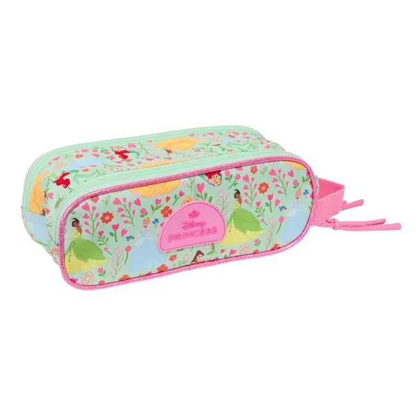 Dvigubas penalas Disney Princess Bloom Žalia Rožinė 21 x 8 x 6 cm