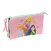 Trigubas penalas Disney Princess Bloom Žalia Rožinė 22 x 12 x 3 cm