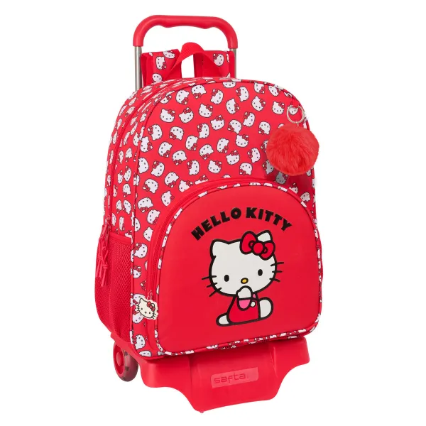 Mokyklinė kuprinė su ratukais Hello Kitty Iconic Balta Raudona 33 x 42 x 14 cm