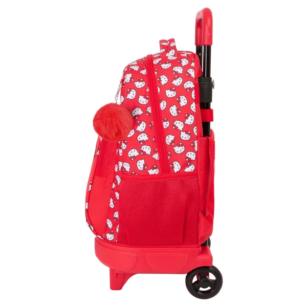 Mokyklinė kuprinė su ratukais Hello Kitty Iconic Balta Raudona 33 x 45 x 22 cm