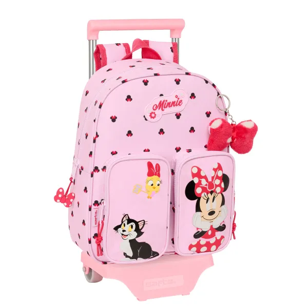 Mokyklinė kuprinė su ratukais Minnie Mouse Naive Rožinė 28 x 34 x 10 cm
