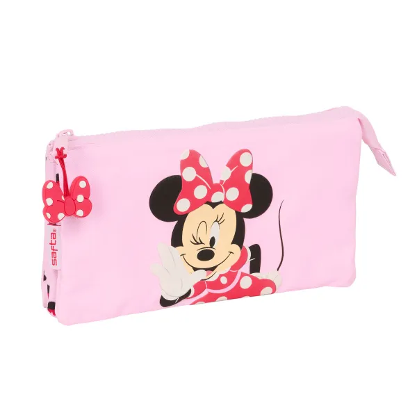 Kolmilokeroinen laukku Minnie Mouse Naive Pinkki 22 x 12 x 3 cm