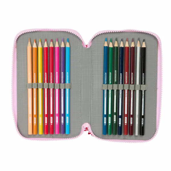 Triple Pencil Case Minnie Mouse Naive Pink 12,5 x 19,5 x 5,5 cm 37 Pieces
