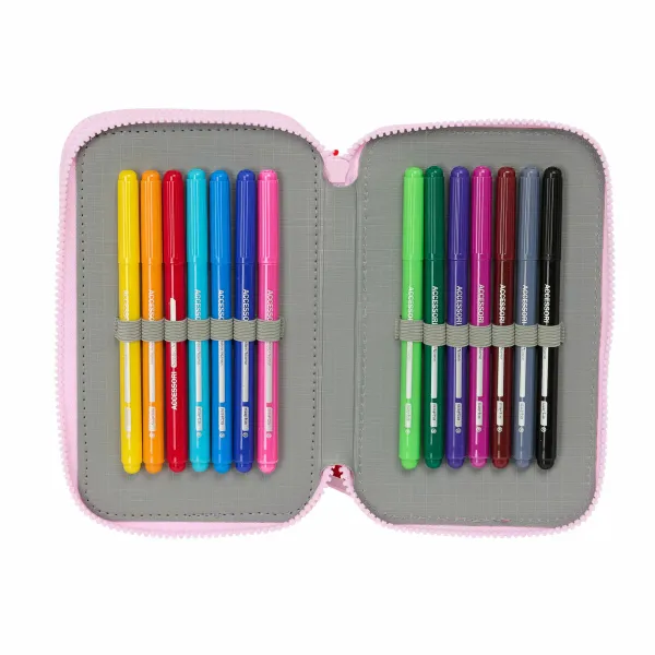 Triple Pencil Case Minnie Mouse Naive Pink 12,5 x 19,5 x 5,5 cm 37 Pieces