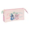 Trīsvietīgs futrālis Lilo & Stitch Beach Rozā 22 x 12 x 3 cm