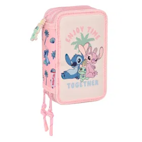 Школьный пенал с аксессуарами Lilo & Stitch Beach Розовый 12,5 x 19,5 x 5,5 cm 37 Предметы