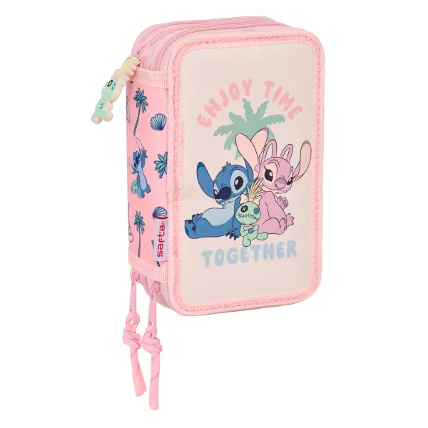 Skolas Penālis ar Piederumiem Lilo & Stitch Beach Rozā 12,5 x 19,5 x 5,5 cm 37 Daudzums