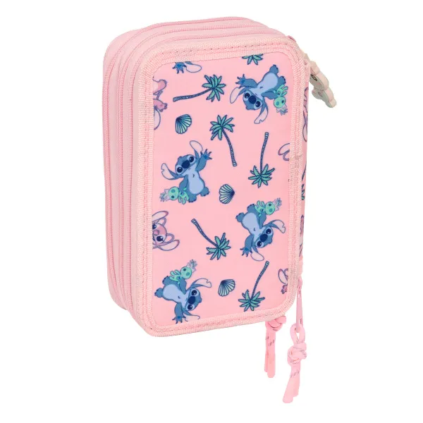 Koululaisen penaali lisätarvikkeilla Lilo & Stitch Beach Pinkki 12,5 x 19,5 x 5,5 cm 37 Kappaletta