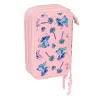Koululaisen penaali lisätarvikkeilla Lilo & Stitch Beach Pinkki 12,5 x 19,5 x 5,5 cm 37 Kappaletta