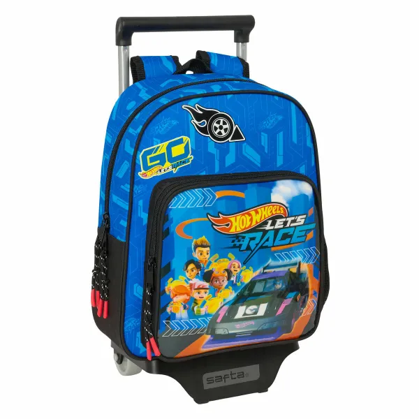 Mokyklinė kuprinė su ratukais Hot Wheels Let's race Mėlyna Juoda 27 x 10 x 67 cm
