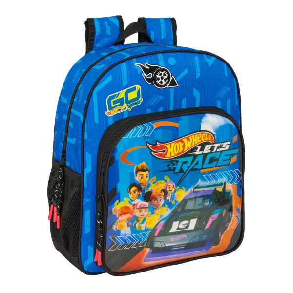Школьный рюкзак Hot Wheels Let's race Синий Чёрный 32 x 38 x 12 cm