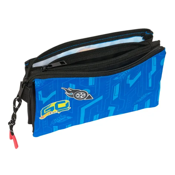 Trīsvietīgs futrālis Hot Wheels Let's race Zils Melns 22 x 12 x 3 cm