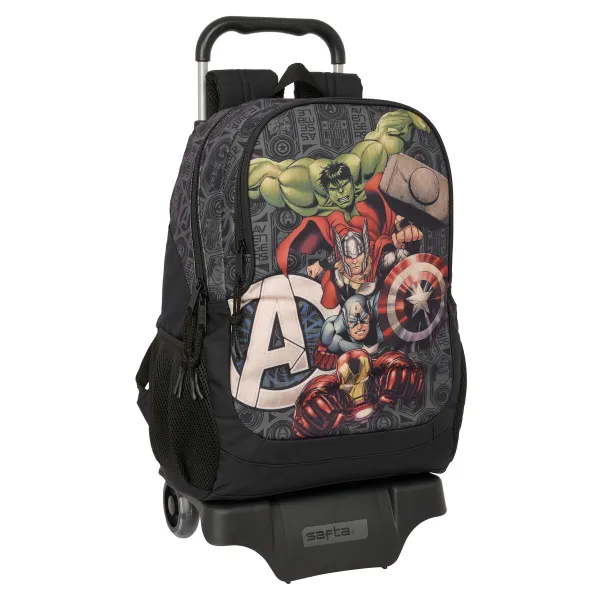 Mokyklinė kuprinė su ratukais The Avengers Vendetta Juoda 32 x 44 x 16 cm