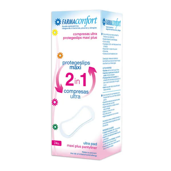 FarmaConfort Pantyliners Maxi 2in1 Sanitary Napkin Ultra 24 Units