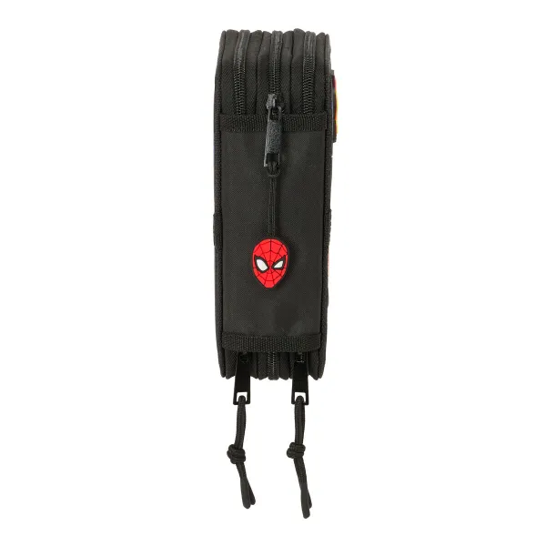 Школьный пенал с аксессуарами Spider-Man Attack Чёрный 12,5 x 19,5 x 5,5 cm 37 Предметы