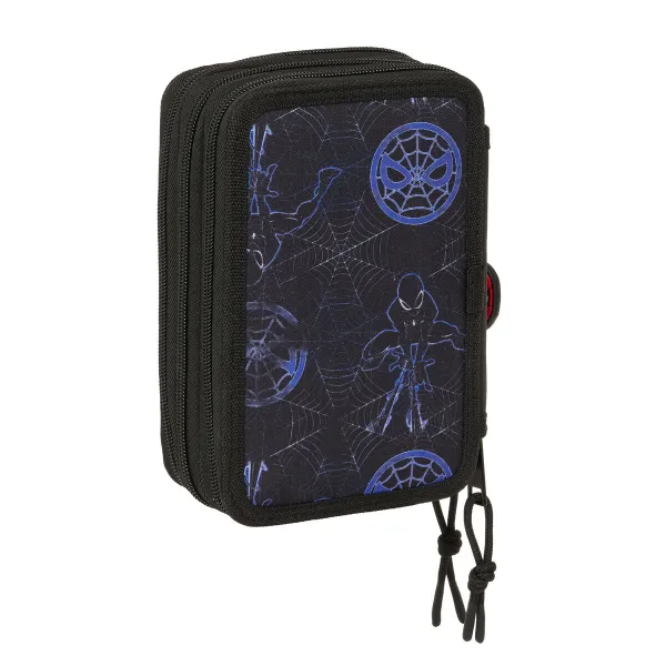 Skolas Penālis ar Piederumiem Spider-Man Attack Melns 12,5 x 19,5 x 5,5 cm 37 Daudzums