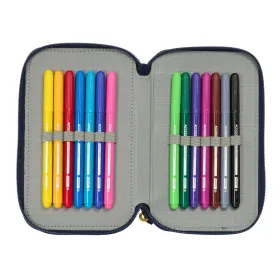 Triple Pencil Case Sonic City Blue 12,5 x 19,5 x 5,5 cm 37 Pieces