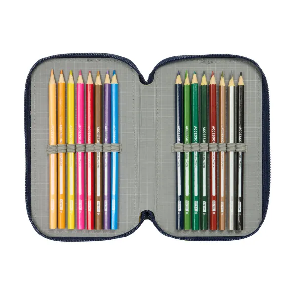 Penālis ar vietu trim zīmuļiem Sonic City Zils 12,5 x 19,5 x 5,5 cm 37 Daudzums