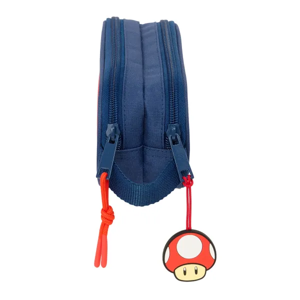 Dvigubas penalas Super Mario Trick Raudona Tamsiai mėlyna 21 x 8 x 6 cm