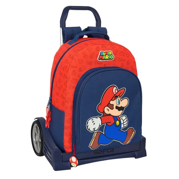 Школьный рюкзак с колесиками Super Mario Trick Красный Темно-синий 32 x 42 x 15 cm