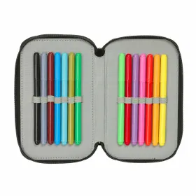 Triple Pencil Case One Piece Pirates Black 12,5 x 19,5 x 5,5 cm 37 Pieces