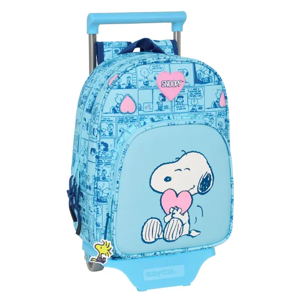 Reppu pyörillä Snoopy Love Sininen 26 x 11 x 67 cm 26 x 34 x 11 cm