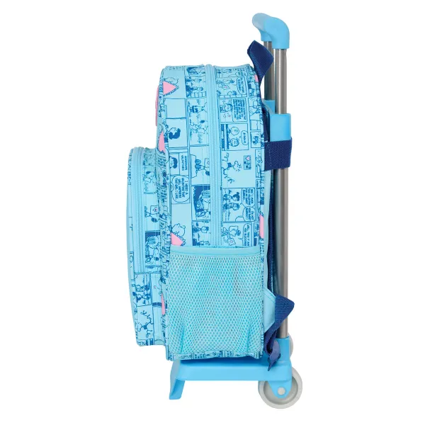 School Rucksack with Wheels Snoopy Love Blue 26 x 11 x 67 cm 26 x 34 x 11 cm