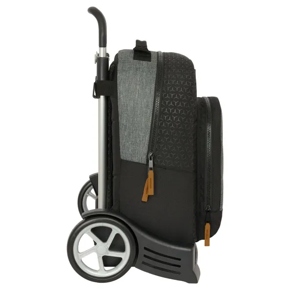 Mokyklinė kuprinė su ratukais BlackFit8 Old school Juoda Pilka 32 x 42 x 15 cm