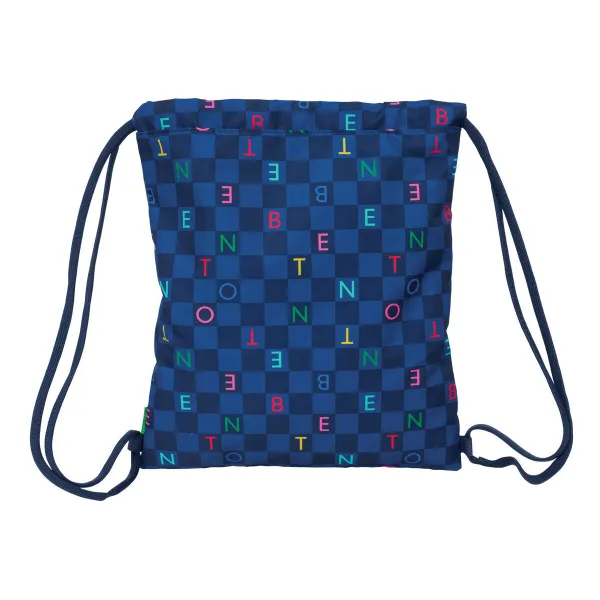 Kuprinė su virvutėmis Benetton Damero Tamsiai mėlyna 35 x 40 x 1 cm